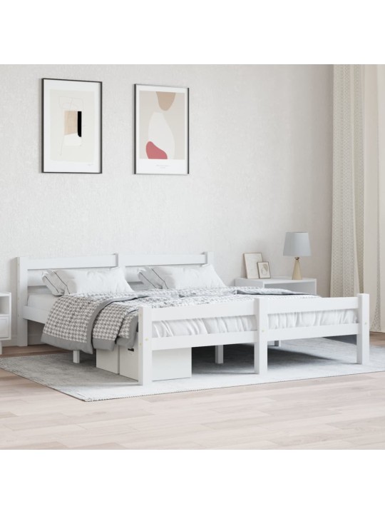 Rám postele bílý masivní borové dřevo 160 x 200 cm