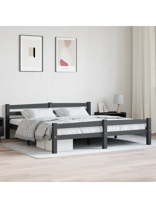 Rám postele tmavě šedý masivní borové dřevo 180 x 200 cm