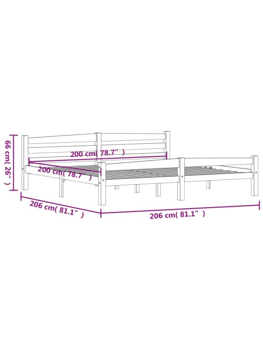 Rám postele bez matrace Tmavě šedý masiv borovice 200x200 cm