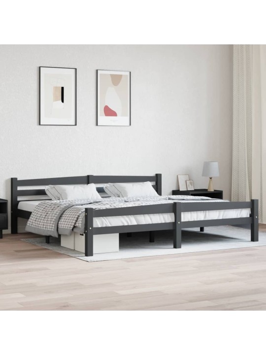 Rám postele bez matrace Tmavě šedý masiv borovice 200x200 cm