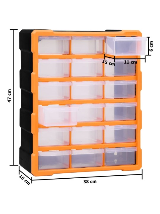 Organizér s 18 středně velkými zásuvkami 38 x 16 x 47 cm