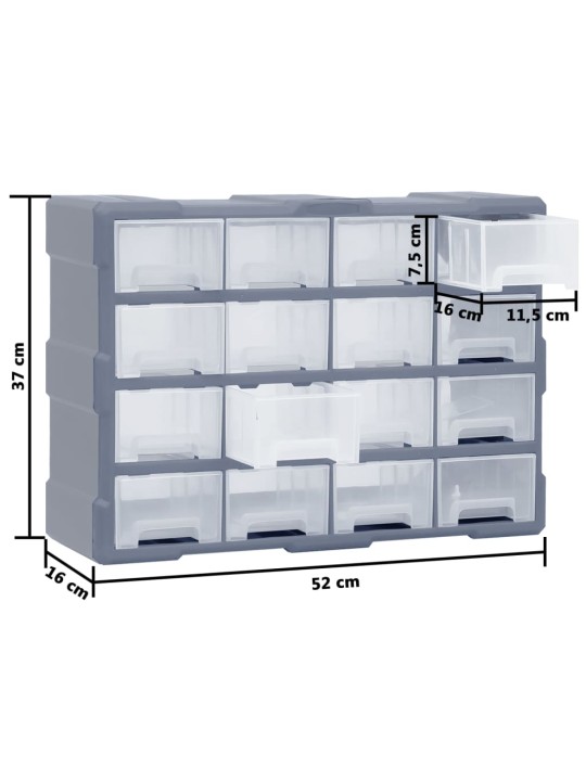 Organizér se 16 středními zásuvkami 52 x 16 x 37 cm