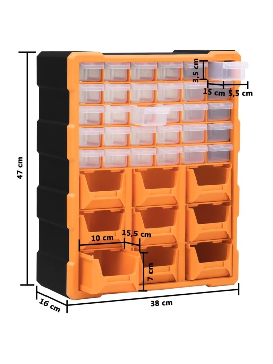 Organizér s 39 zásuvkami 38 x 16 x 47 cm
