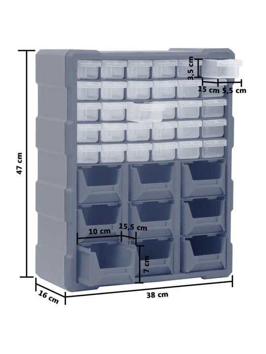 Organizér s 39 zásuvkami 38 x 16 x 47 cm
