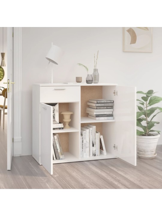 Příborník bílý s vysokým leskem 80x36x75 cm kompozitní dřevo