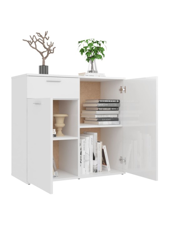 Příborník bílý s vysokým leskem 80x36x75 cm kompozitní dřevo
