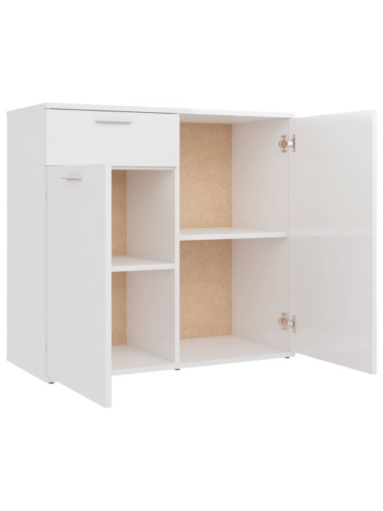 Příborník bílý s vysokým leskem 80x36x75 cm kompozitní dřevo