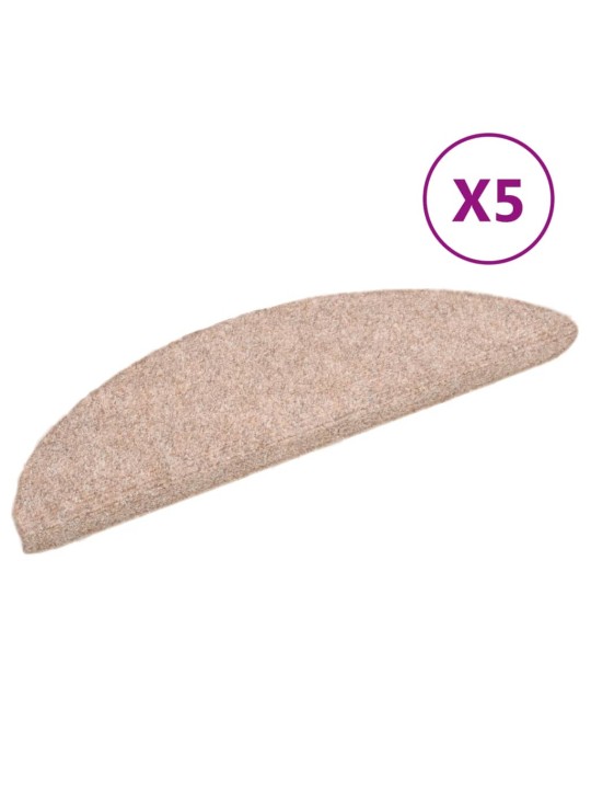 Samolepící nášlapy na schody 5 ks hnědé 56x17x3 cm vpichované