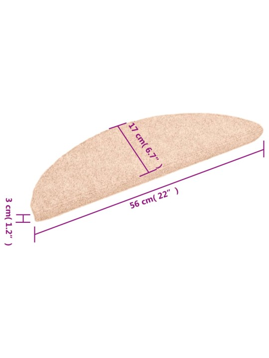 Samolepící nášlapy na schody 10 ks krémové 56x17x3cm vpichované
