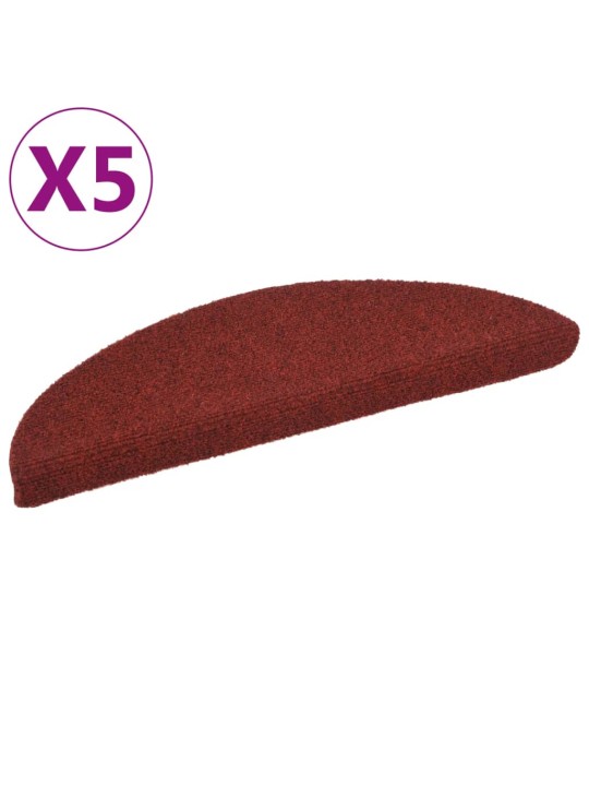 Samolepící nášlapy na schody 5 ks červené 56x17x3 cm vpichované