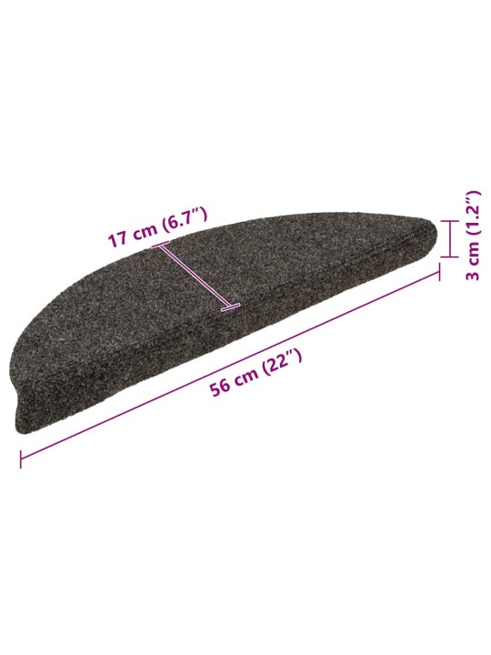 Samolepicí nášlapy na schody 5 ks antracit 56x17x3cm vpichované