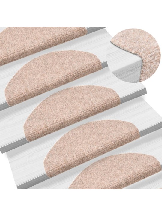 Samolepící nášlapy na schody 10 ks krémové 65x21x4cm vpichované