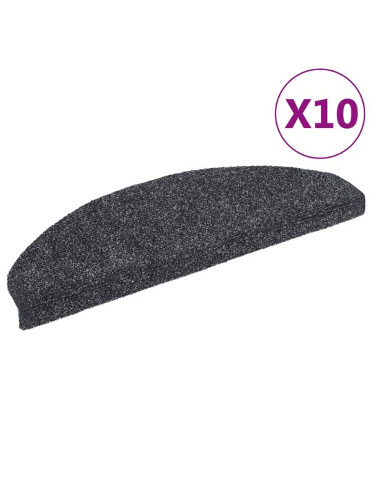 Samolepící nášlapy na schody 10 ks tmavě šedé 65x21x4 cm vpich