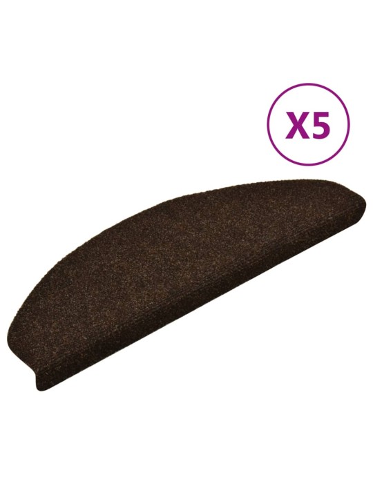 Samolepící nášlapy na schody 5 ks hnědé 65x21x4 cm vpichované