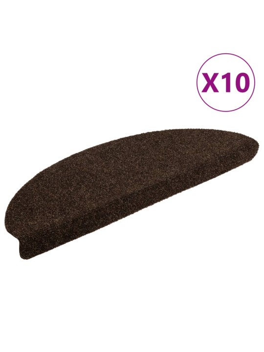 Samolepící nášlapy na schody 10 ks hnědé 65x21x4 cm vpichované