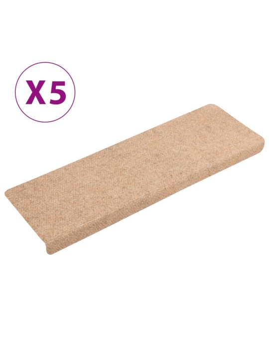 Nášlapy na schody 5 ks hnědé 65x21x4 cm vpichované