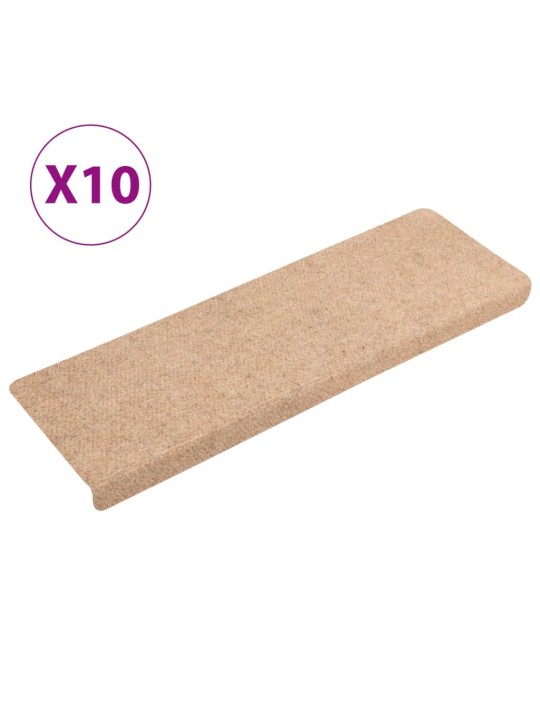 Nášlapy na schody 10 ks krémové 65x21x4 cm vpichované