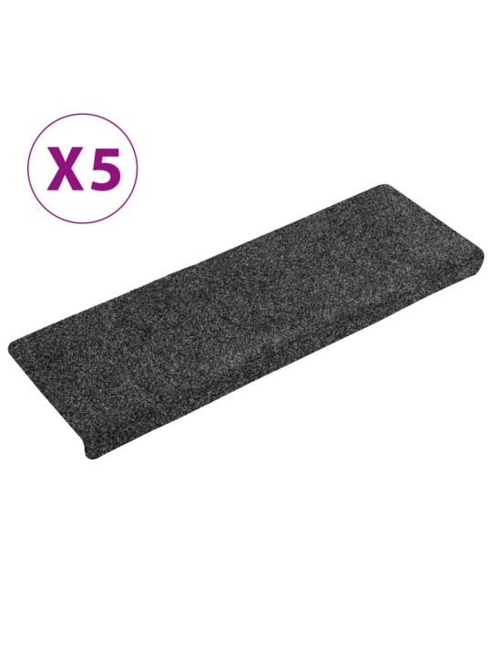Nášlapy na schody 5 ks šedé 65x21x4 cm vpichované
