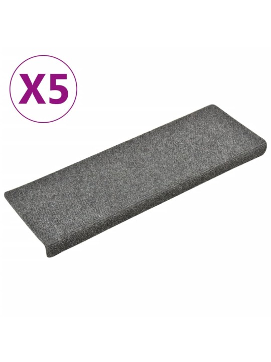 Nášlapy na schody 5 ks světle šedé 65x21x4 cm vpichované