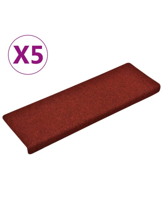 Nášlapy na schody 5 ks bordó 65x21x4 cm vpichované