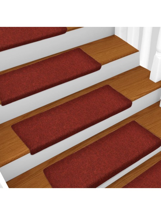 Nášlapy na schody 5 ks bordó 65x21x4 cm vpichované