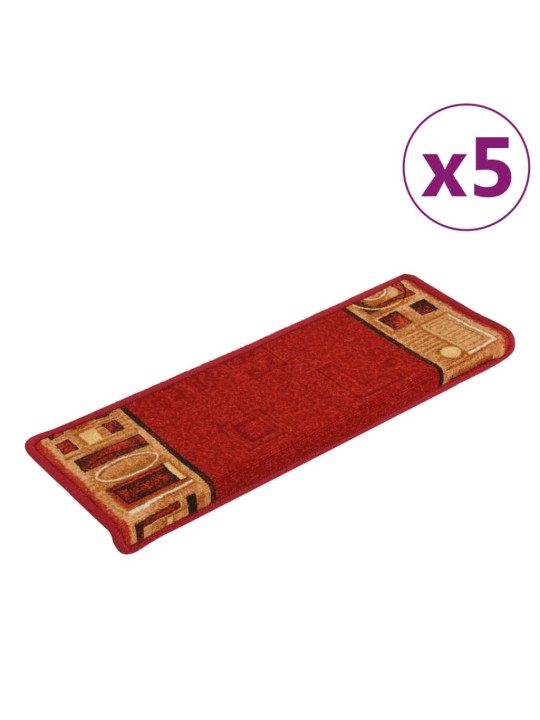 Nášlapy na schody samolepicí 5 ks 65x21x4 cm červené