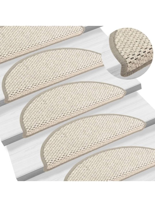 Samolepicí nášlapy na schody sisal 15 ks 56 x 17 x 3 cm platina