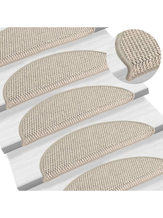 Samolepicí nášlapy na schody sisal 15 ks 56x17x3 cm stříbrné