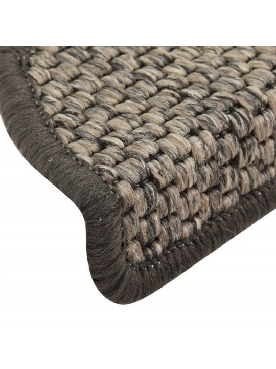 Samolepicí nášlapy na schody sisal 15 ks 56x17x3 cm hnědobéžové