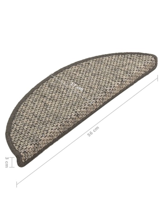 Samolepicí nášlapy na schody sisal 15 ks 56x17x3 cm hnědobéžové