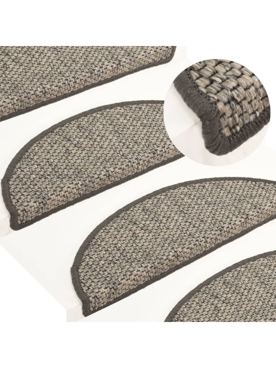 Samolepicí nášlapy na schody sisal 15 ks 56x17x3 cm hnědobéžové