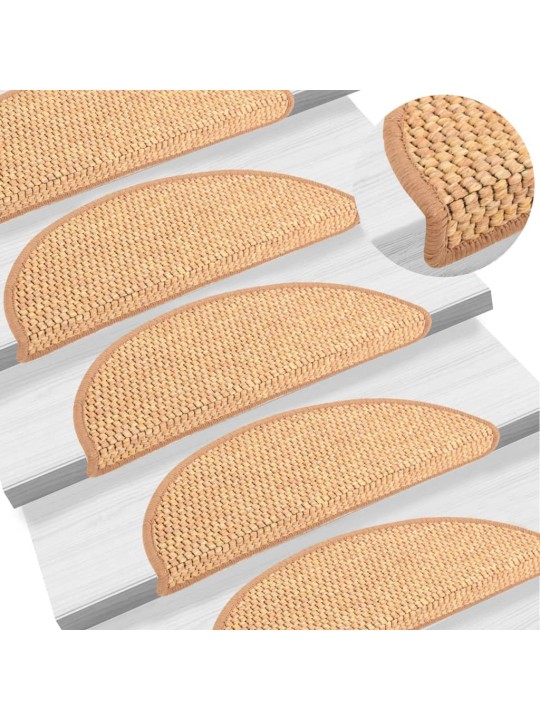 Samolepicí nášlapy na schody vzhled sisal 15 ks 56x17x3cm sisal