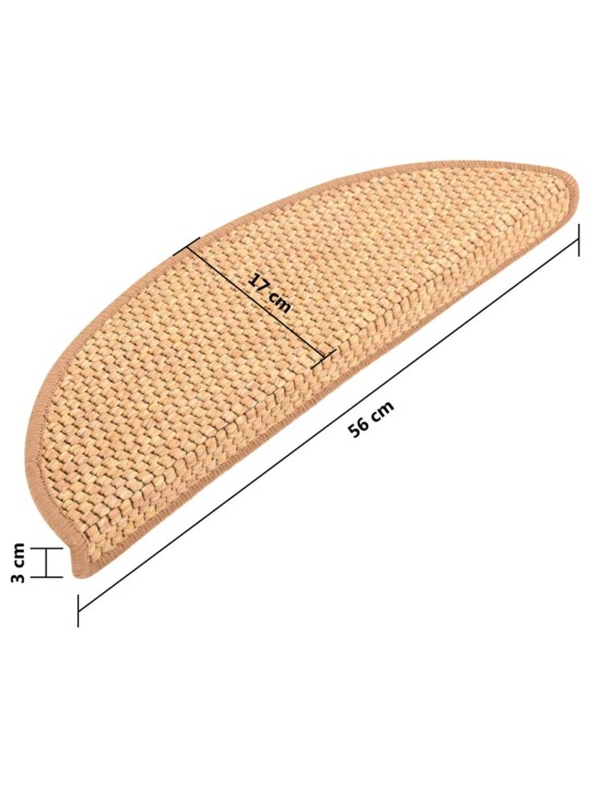 Samolepicí nášlapy na schody vzhled sisal 15 ks 56x17x3cm sisal