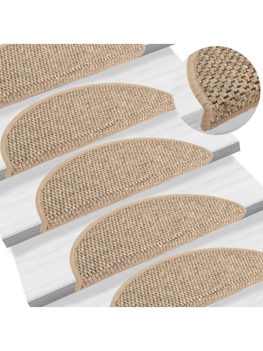 Samolepící nášlapy na schody vzhled sisal 15 ks 56x17x3 cm