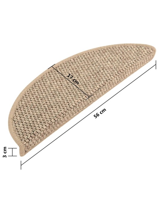 Samolepící nášlapy na schody vzhled sisal 15 ks 56x17x3 cm