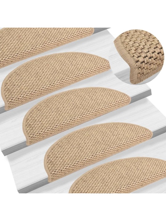 Samolepící nášlapy na schody vzhled sisal 15 ks 56x17x3 cm