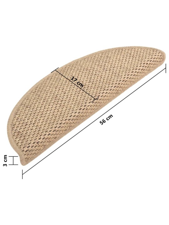 Samolepící nášlapy na schody vzhled sisal 15 ks 56x17x3 cm