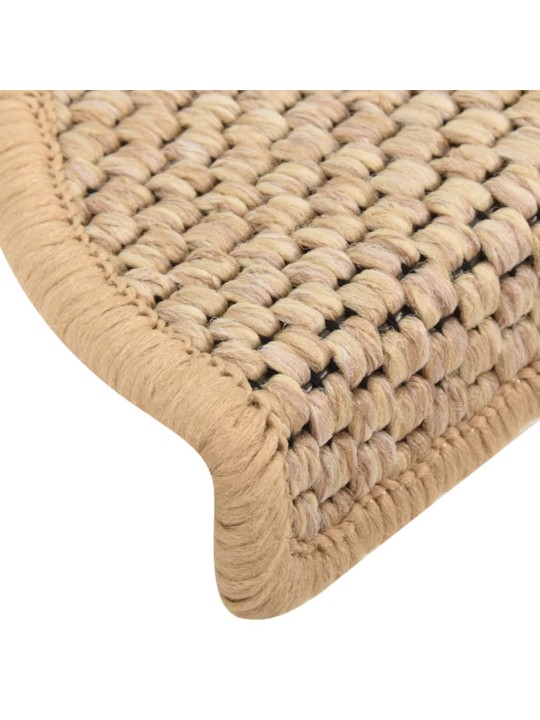 Samolepící nášlapy na schody vzhled sisal 15ks 56x17x3cm béžové