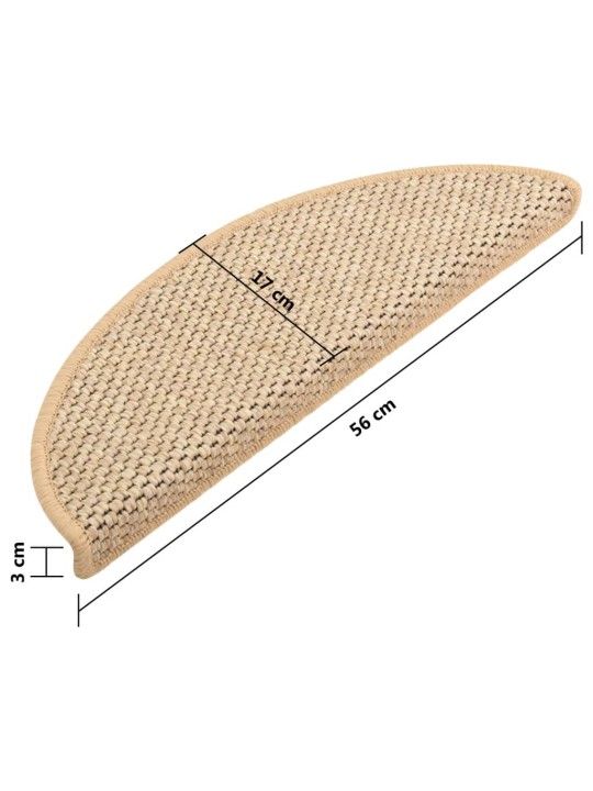 Samolepící nášlapy na schody vzhled sisal 15ks 56x17x3cm béžové