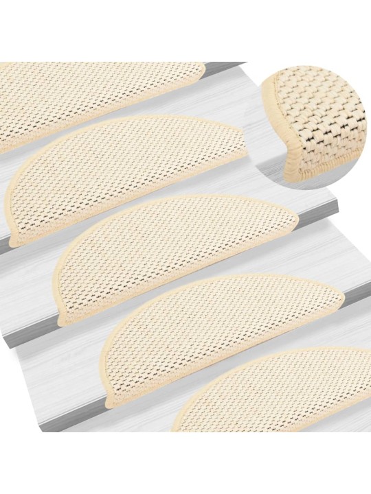 Samolepicí nášlapy na schody sisal 15 ks 56 x 17 x 3 cm berber