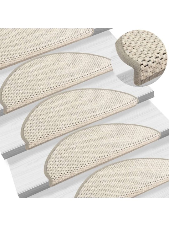 Samolepicí nášlapy na schody sisal 15 ks 65 x 21 x 4 cm platina