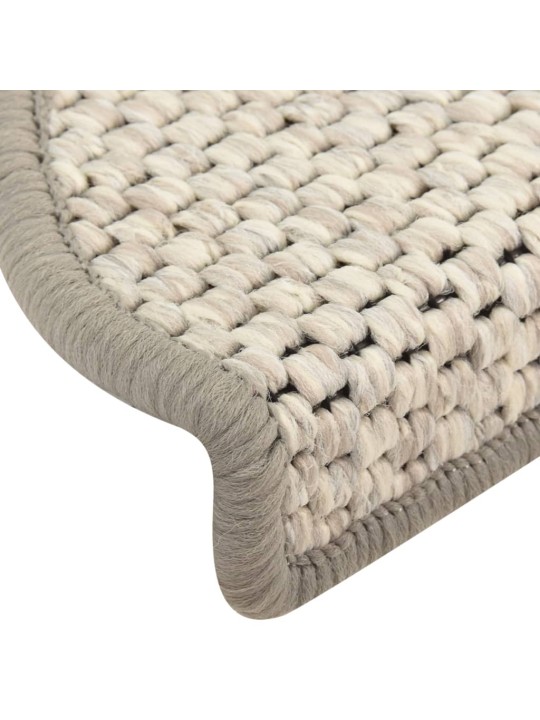 Samolepicí nášlapy na schody sisal 15 ks 65 x 21 x 4 cm platina