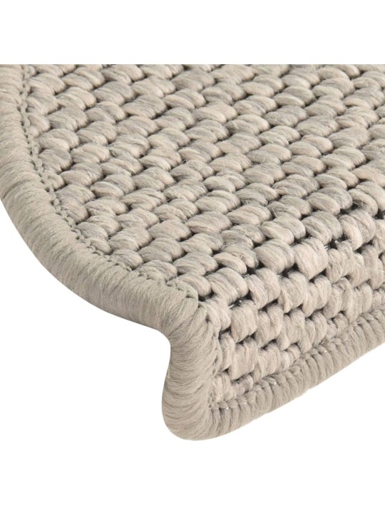 Samolepicí nášlapy na schody sisal 15 ks 65x21x4 cm stříbrné