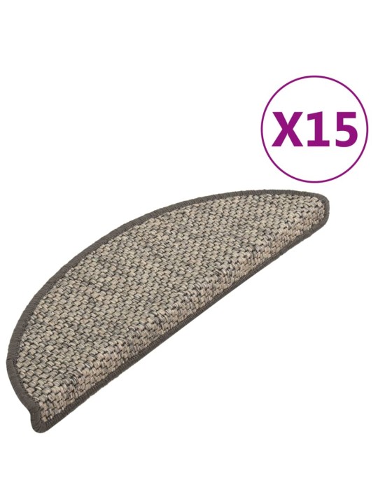 Samolepicí nášlapy na schody sisal 15 ks 65x21x4 cm hnědobéžové