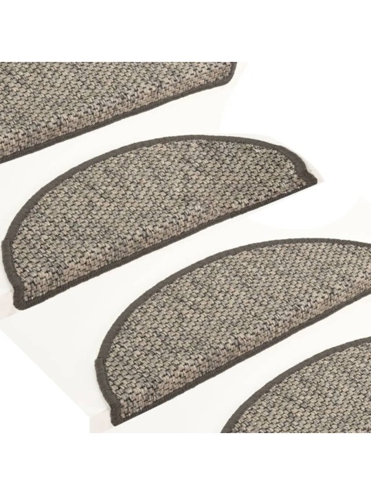 Samolepicí nášlapy na schody sisal 15 ks 65x21x4 cm hnědobéžové