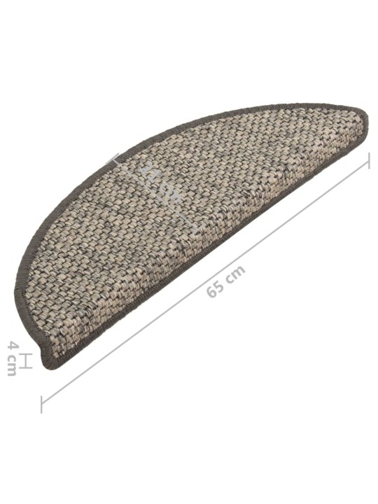 Samolepicí nášlapy na schody sisal 15 ks 65x21x4 cm hnědobéžové