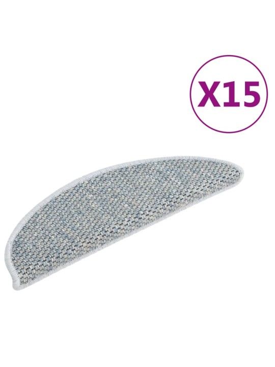 Samolepící nášlapy na schody vzhled sisal 15 ks 65x21x4cm modré