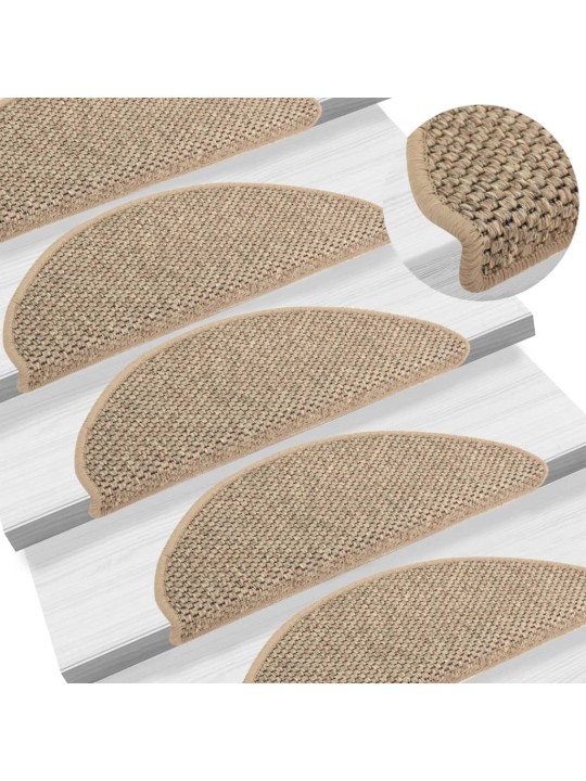 Samolepící nášlapy na schody vzhled sisal 15 ks 65x21x4 cm