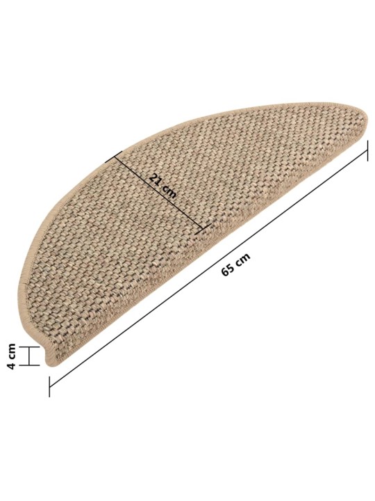 Samolepící nášlapy na schody vzhled sisal 15 ks 65x21x4 cm
