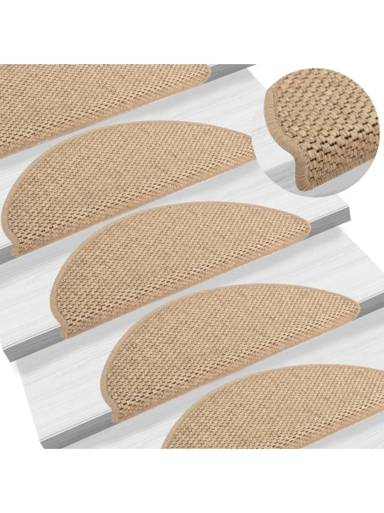 Samolepící nášlapy na schody vzhled sisal 15 ks 65x21x4 cm
